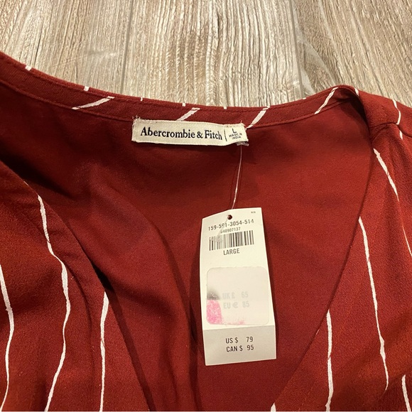Abercrombie pin-striped flutter-sleeve wrap dress (Size L) BNWT - Picture 4 of 6